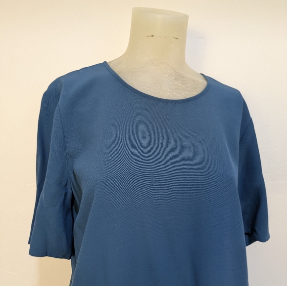 Eileen Fisher Blue crepe Shift Dress - Picture 6 of 10